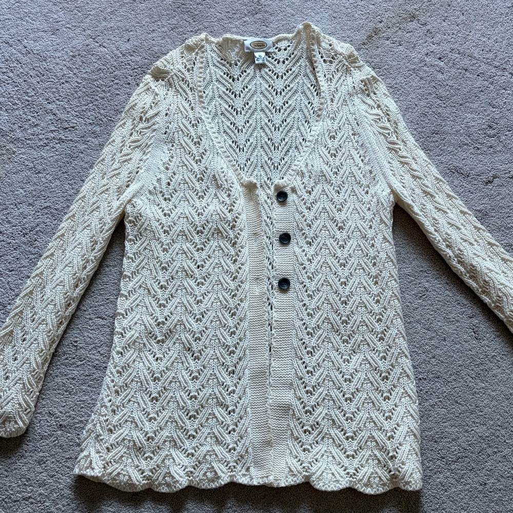 Talbots Cream Button-Up Cardigan